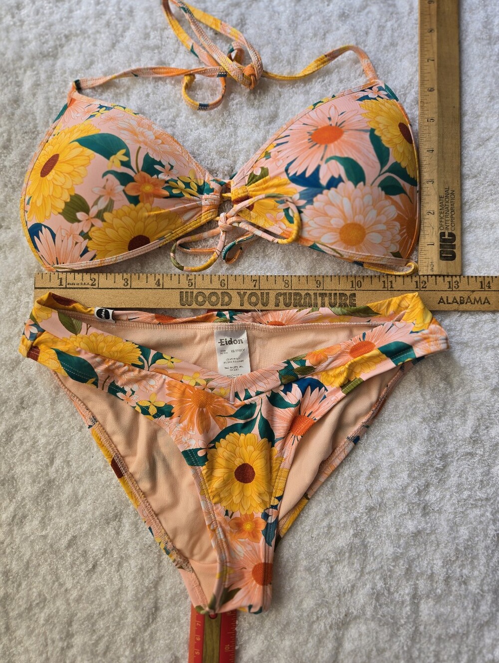 NWOT Eidon Padded Molded Push Up Bra And "V LOW RIDER" Bottom Bikini Set